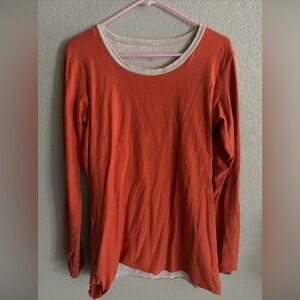 Lululemon Every Yogi Reversible Layering Long Sleeve Top Size M/L Orange gray